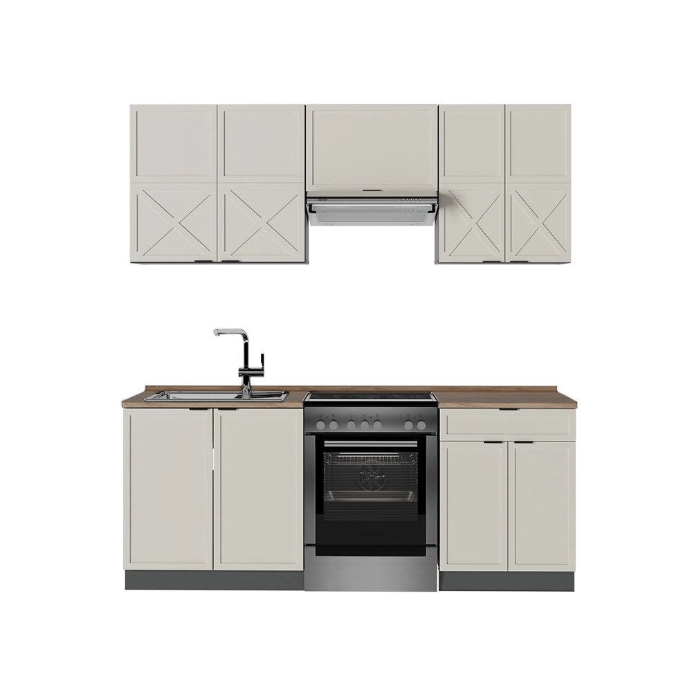Cucina componibile Fame-Line GrigioBeige/Antracite 200 cm, PL Rovere Vicco