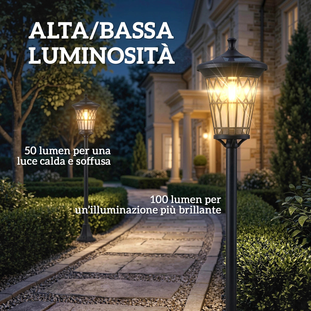 Lampioni Solari da Giardino Set 2 Pezzi ¨C zephmum ¨C Acciaio Inox 186 cm