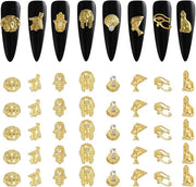 Accessori per manicure 3D a forma di dente di leone egiziano in oro - 40 pezzi - Accessorio per nail art - Kit di manicure faraonico - Decorazioni DIY per nail art