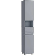 Mobiletto da bagno mobile contenitore colonna con cassetto ripiani regolabili scomparti 30 x 30 x 170 cm grigio 12_0004019