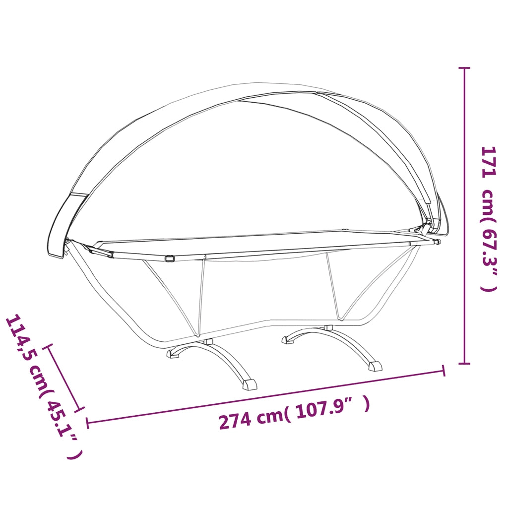 Lettino con Tettuccio Grigio in Acciaio e Tessuto Oxford cod mxl 69428