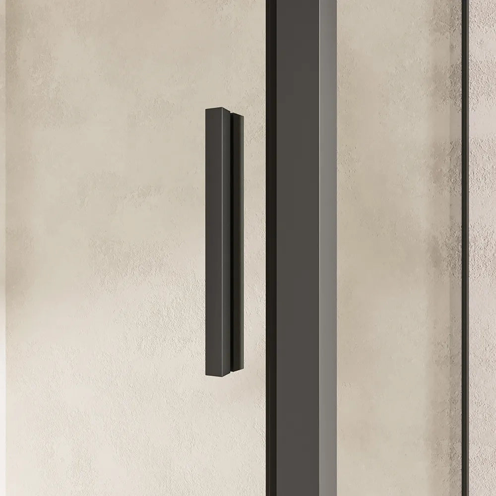 Box doccia slim 70x140cm con porta scorrevole e parete fissa profili nero opaco e vetro 6mm trasparente h190| Portofino