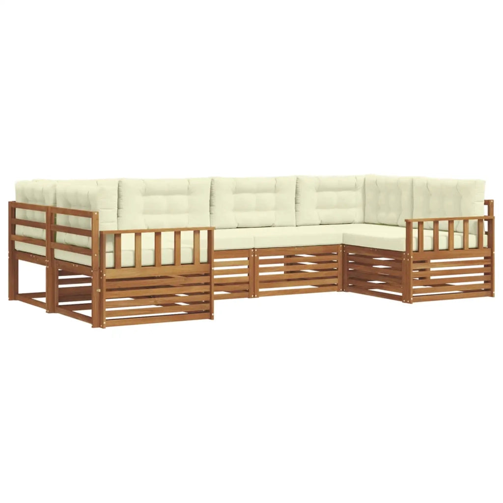 Set di divani da esterno con cuscino 6 pcs Naturale e Crema