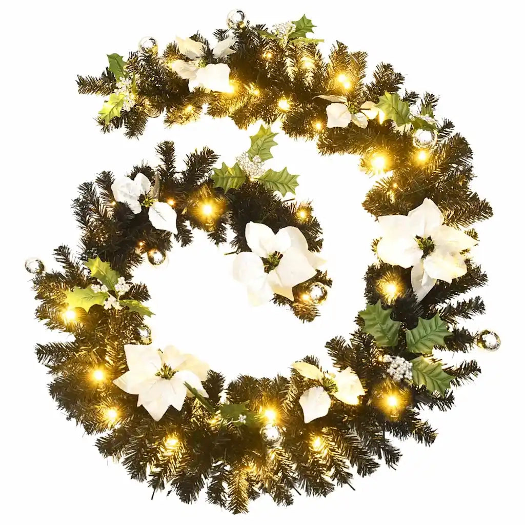 Ghirlanda Natalizia con Luci a LED 2,7 m in PVC Nera CFW2019348