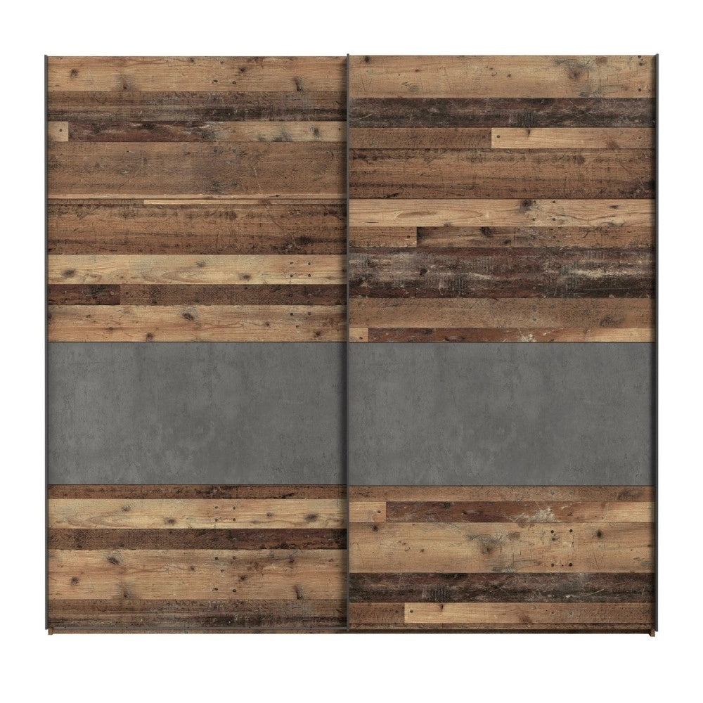 Armadio Zeno 2 ante scorrevoli quercia e grigio cemento 120x42x190.5H