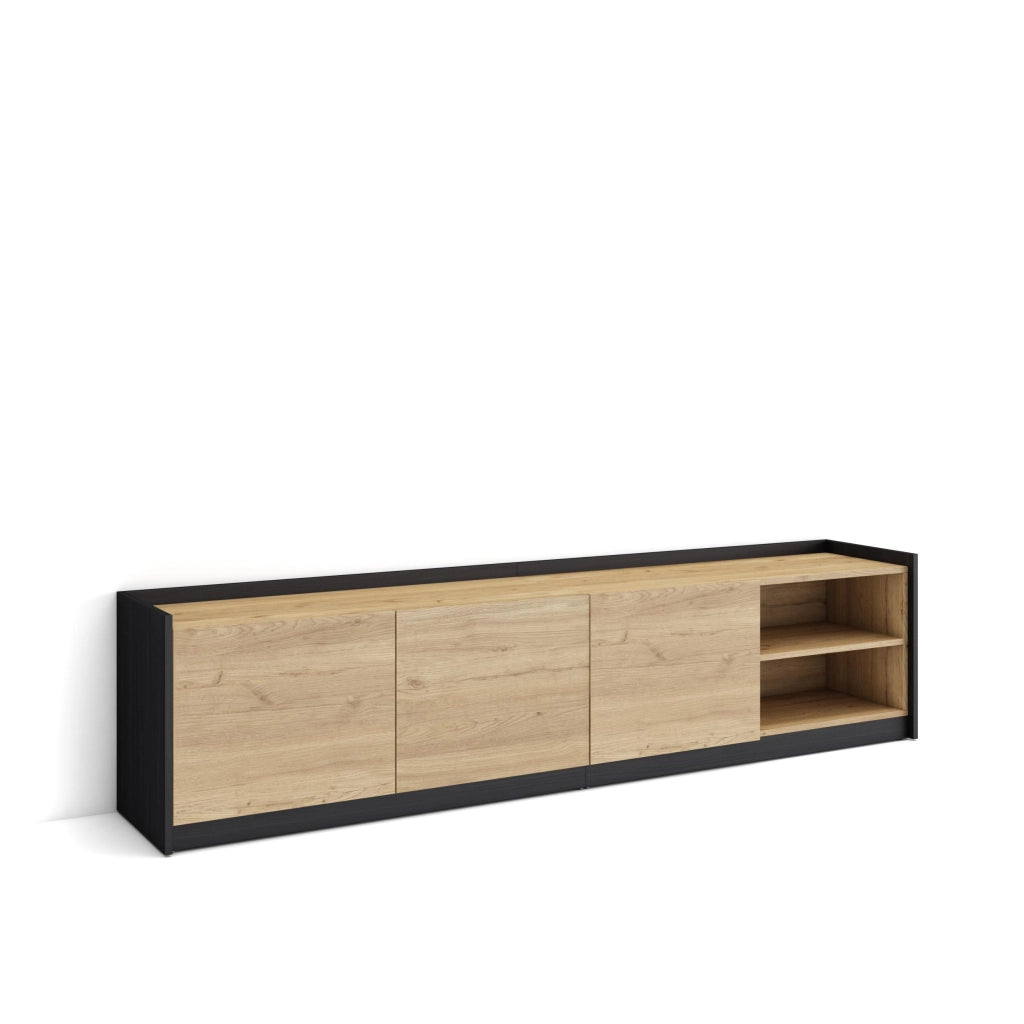 Mobile TV Soggiorno, 207x50x37 cm, Per TV fino a 80", Mobile Soggiorno, Rovere e nero
