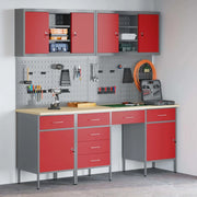 Mobile da lavoro 10 pcs Rosso Legno ingegnerizzato e acciaio 3321479