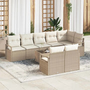 Set di divani con cuscino 9 pcs Beige polyrattan