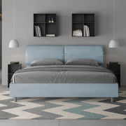 Letto imbottito Matrimoniale 180x210 cm Mados - Contenitore,Microfibra,Azzurro