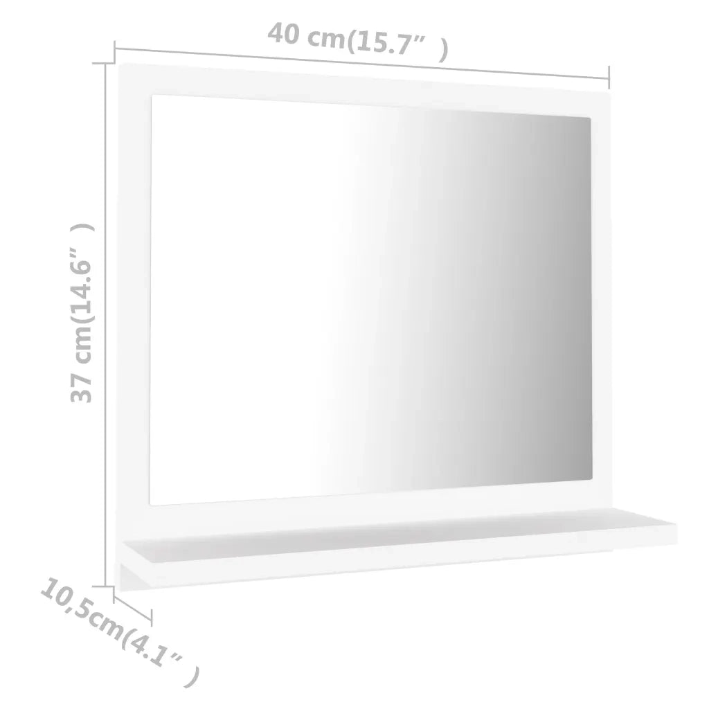 Specchio da Bagno-Specchio per il bagno  Bianco 40x10,5x37 cm in Legno Multistrato