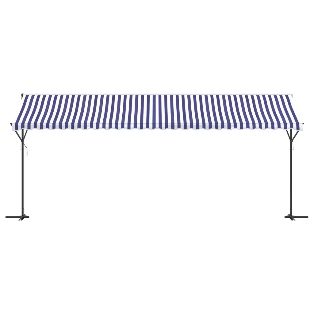 Tenda da Sole Blu e Bianca 600x300 cm in Tessuto e Acciaio 368934