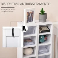 Set 2 Librerie Scaffale porta CD e DVD a 12 Ripiani Totali per 204 CD, in Legno, 21x22.5x88.5 cm, Bianco