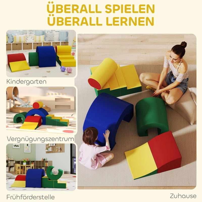 Set di 5 blocchi da costruzione morbidi per neonati e bambini piccoli, in schiuma, similpelle, 5 forme creative, set per interni per arrampicarsi,