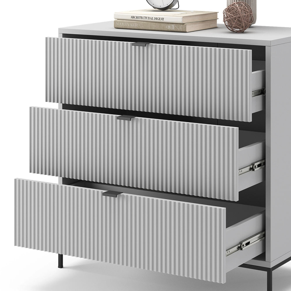 Vicco Cassettiera per camera da letto Grigio 42 x 81.2 cm con 3 cassetti