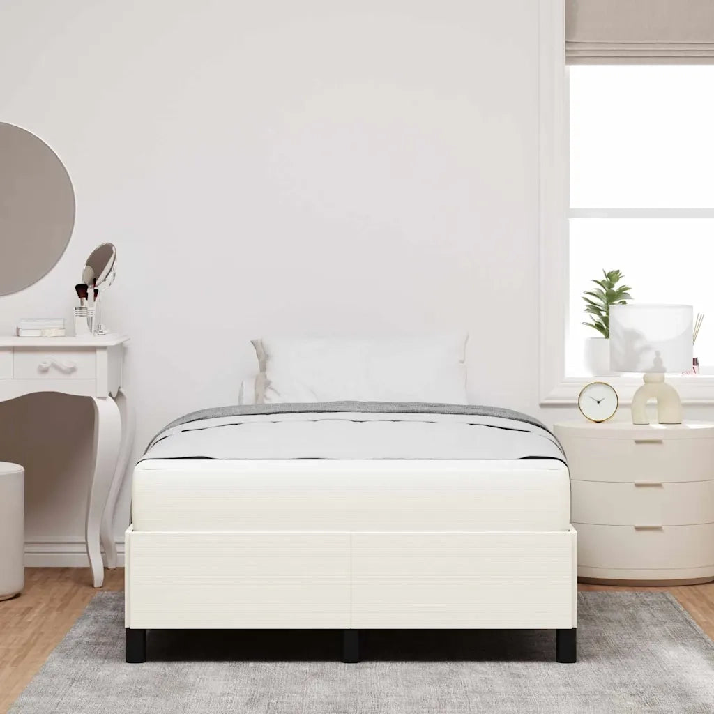 Struttura del letto con materasso Crema 120 x 190 cm Tessuto