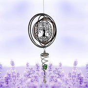 Campana da vento - appoggio campana da vento - 3D ripiegabile campana da vento rotante - albero della vita - decorazione esterna - Metallo - 50cm*14.5cm - argento - decorazione per il terrazzo