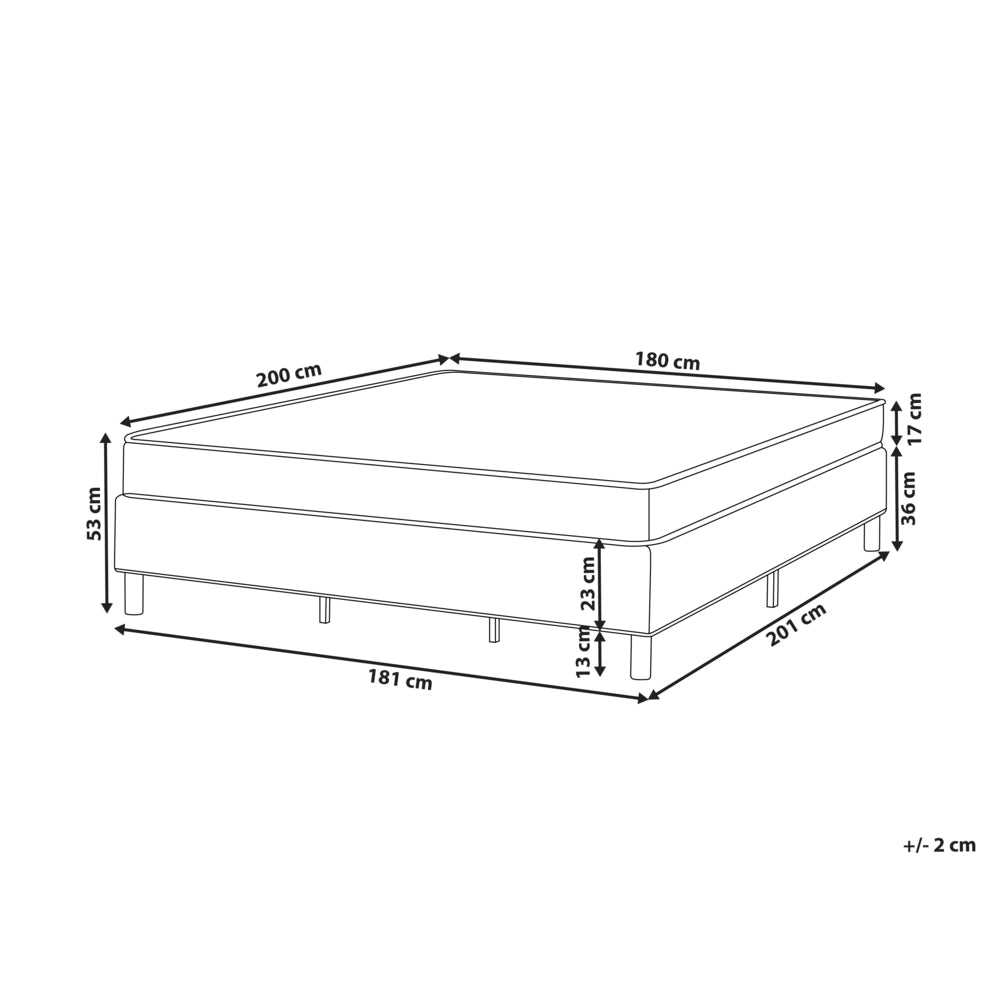 Letto matrimoniale con rete in tessuto 180 x 200 cm con materasso a molle insacchettate senza testiera camera da letto grigio chiaro