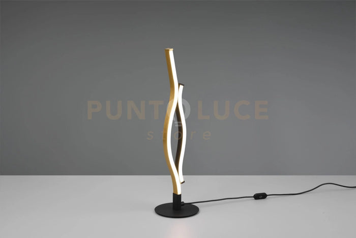 BLAZE LAMPADA DA TAVOLO LED 8W 900lm, 2300+3000+4000K ONDULATA METALLO OTTONE E NERO DIMMERABILE CON INTERRUTTORE TOUCH H. 48CM