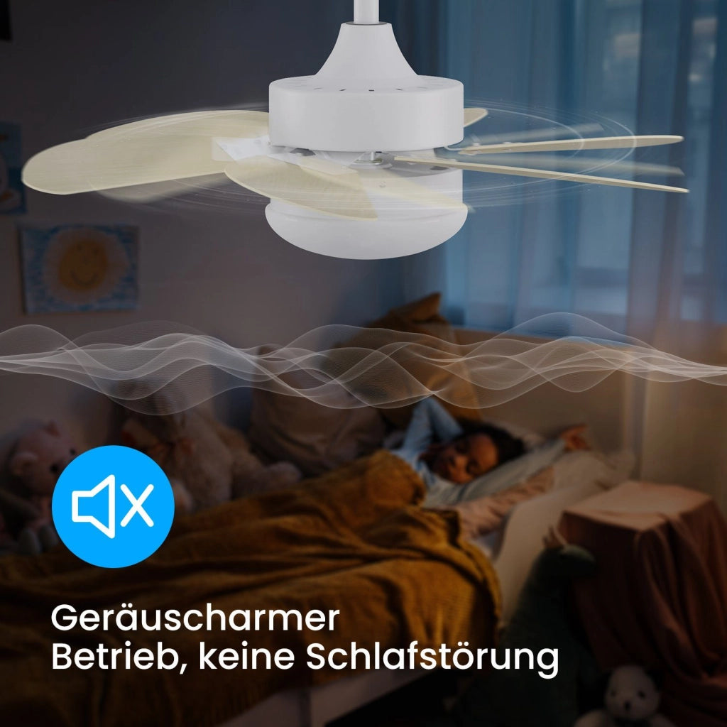 ZMH Ventilatore a Soffitto con Luce e Telecomando 6 Pale 75 cm Silenzioso per Camera da Letto e Cucina Senza Lampadina