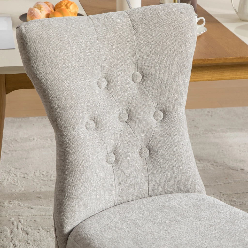 Set di 2 sedie da pranzo, gambe in legno massello, sedute imbottite, tessuto chenille, grigio