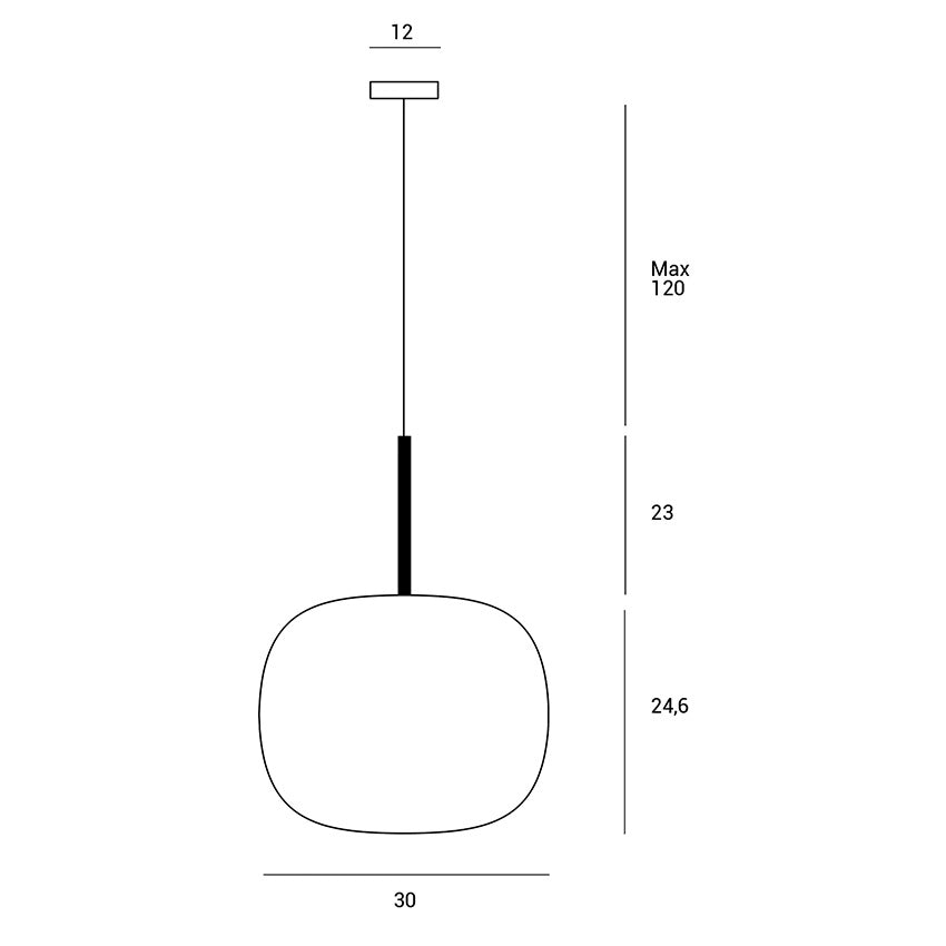 BOMBO SOSPENSIONE 1 LUCE STRUTTURA NERO DIFFUSORE SFERA BIANCO OPALE ATTACCO E27
