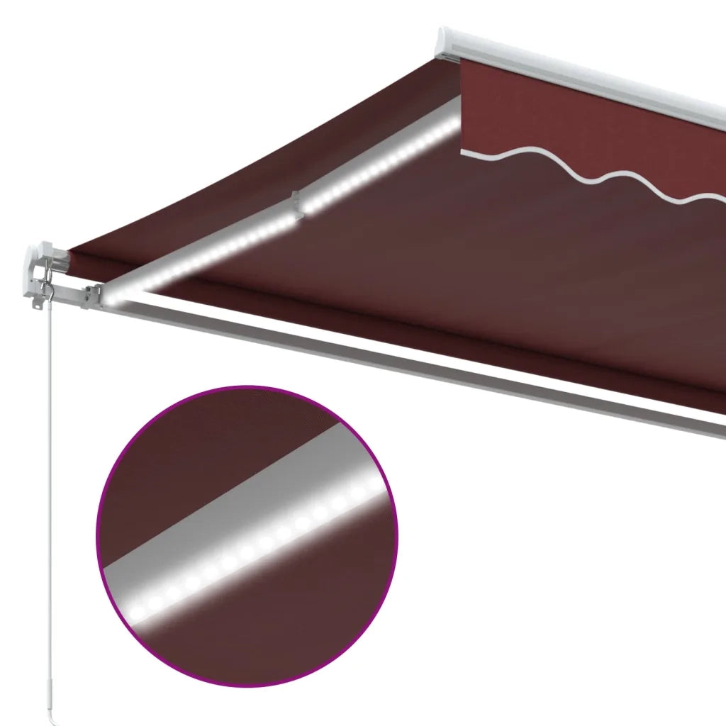Tenda da Sole Retrattile Manuale con LED Bordò 450x350 cm 3214987