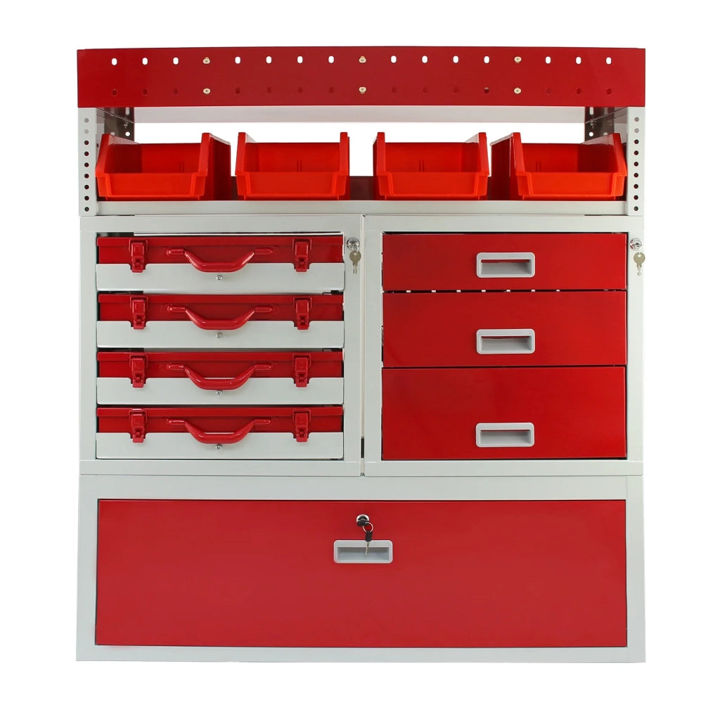 Pacchetto Flame con 1 Scaffale con Cassetti e 2 Scaffali con Mensole per Furgone