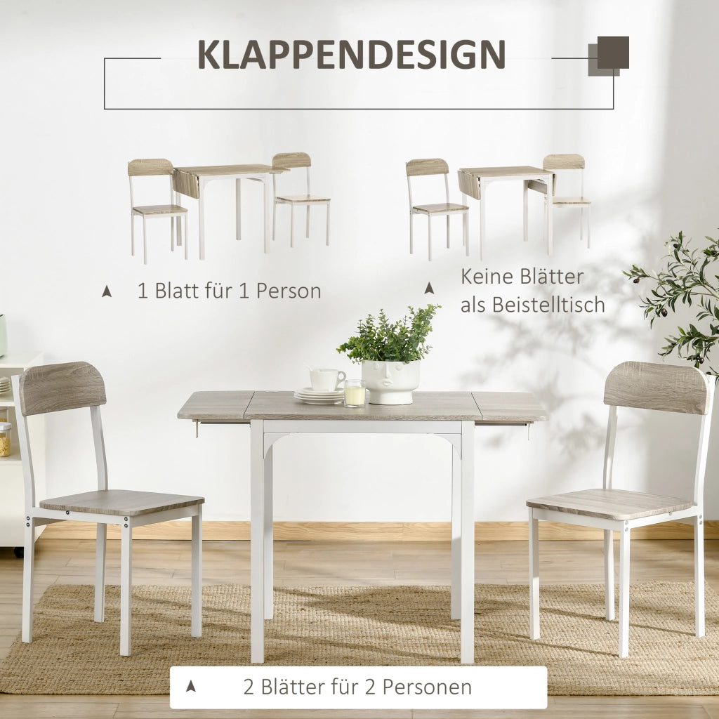 TAVOLO da pranzo pieghevole 110x70x75 cm MDF Naturale Set da 3 pezzi