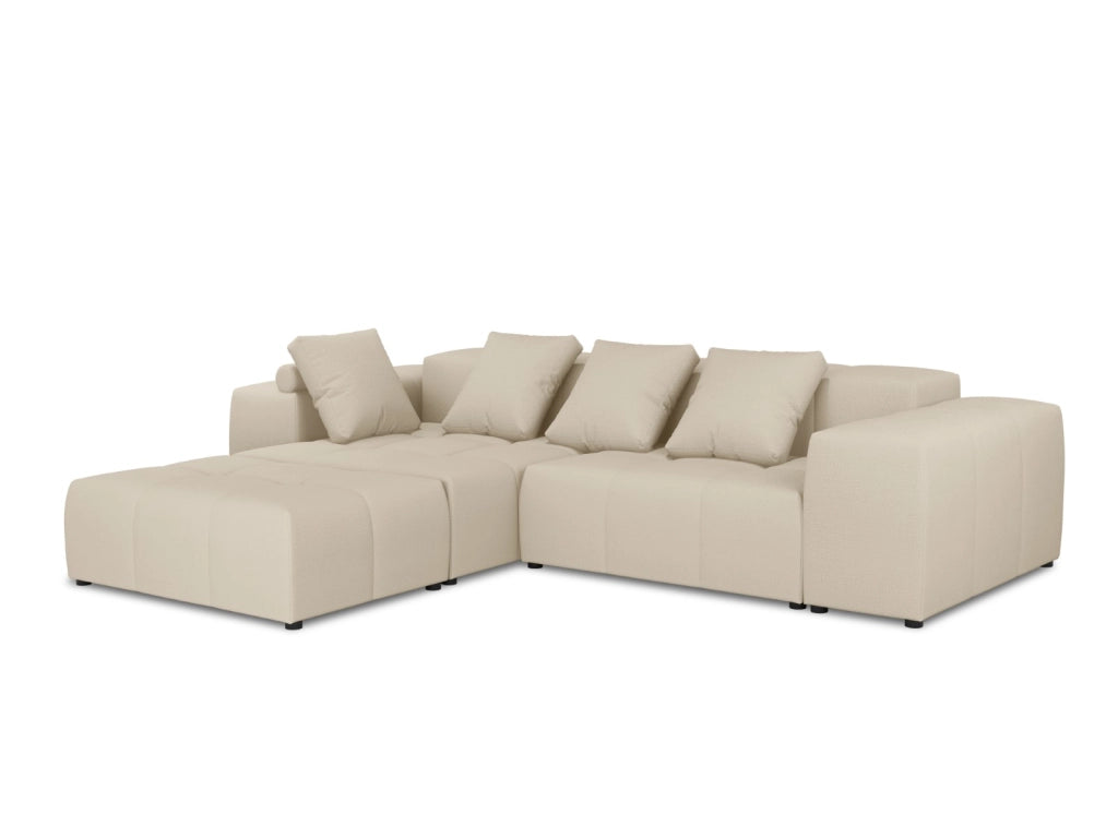 Cosmopolitan Design - Divano angolare modulare reversibile "Rome" 5 posti in tessuto strutturato beige 