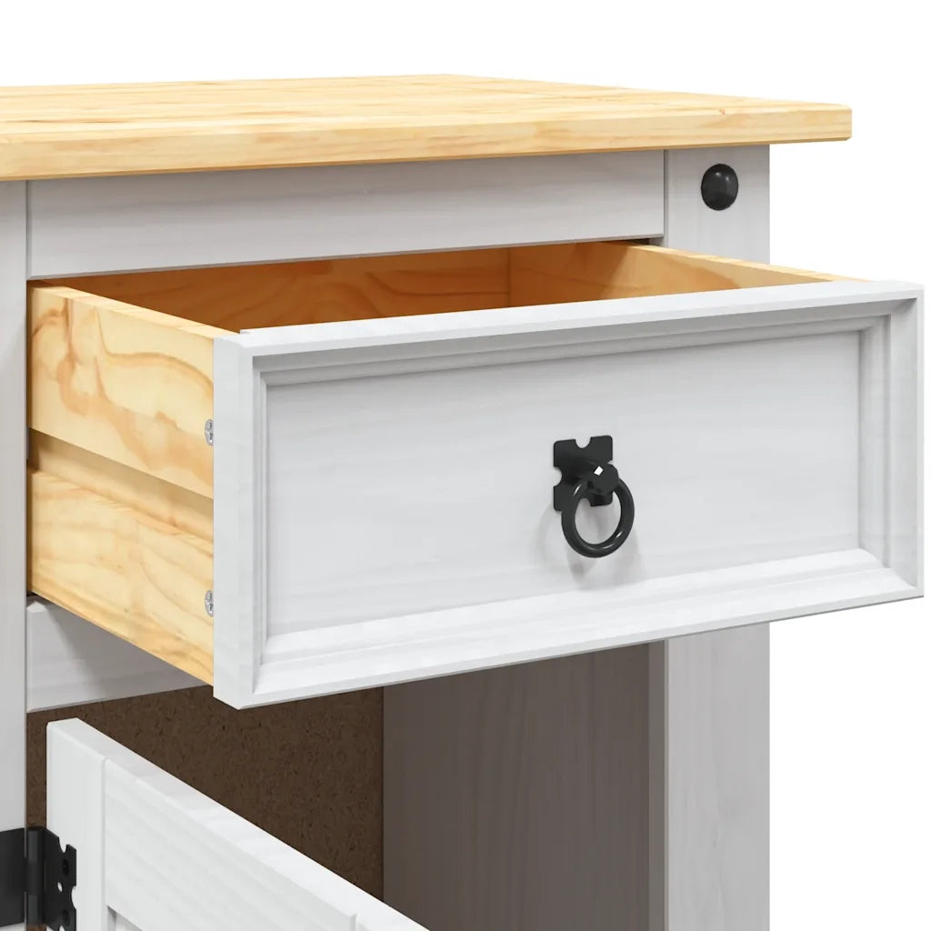Comodino in Legno di Pino Messicano Corona Bianco 53x39x67 cm 282618