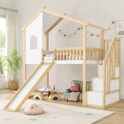 Letto a soppalco per bambini 90x200 cm con scivolo
