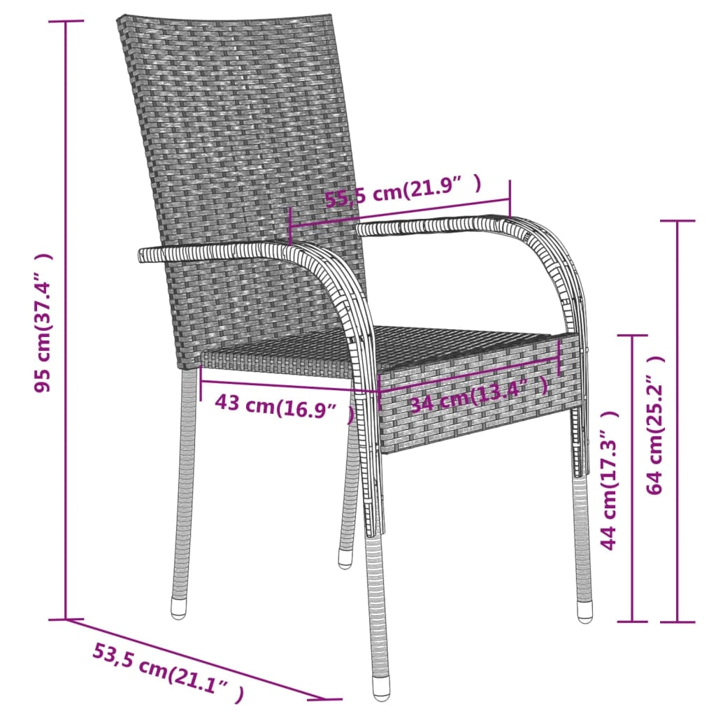 Set da pranzo da giardino per esterni 7 pezzi nero 02_0014027