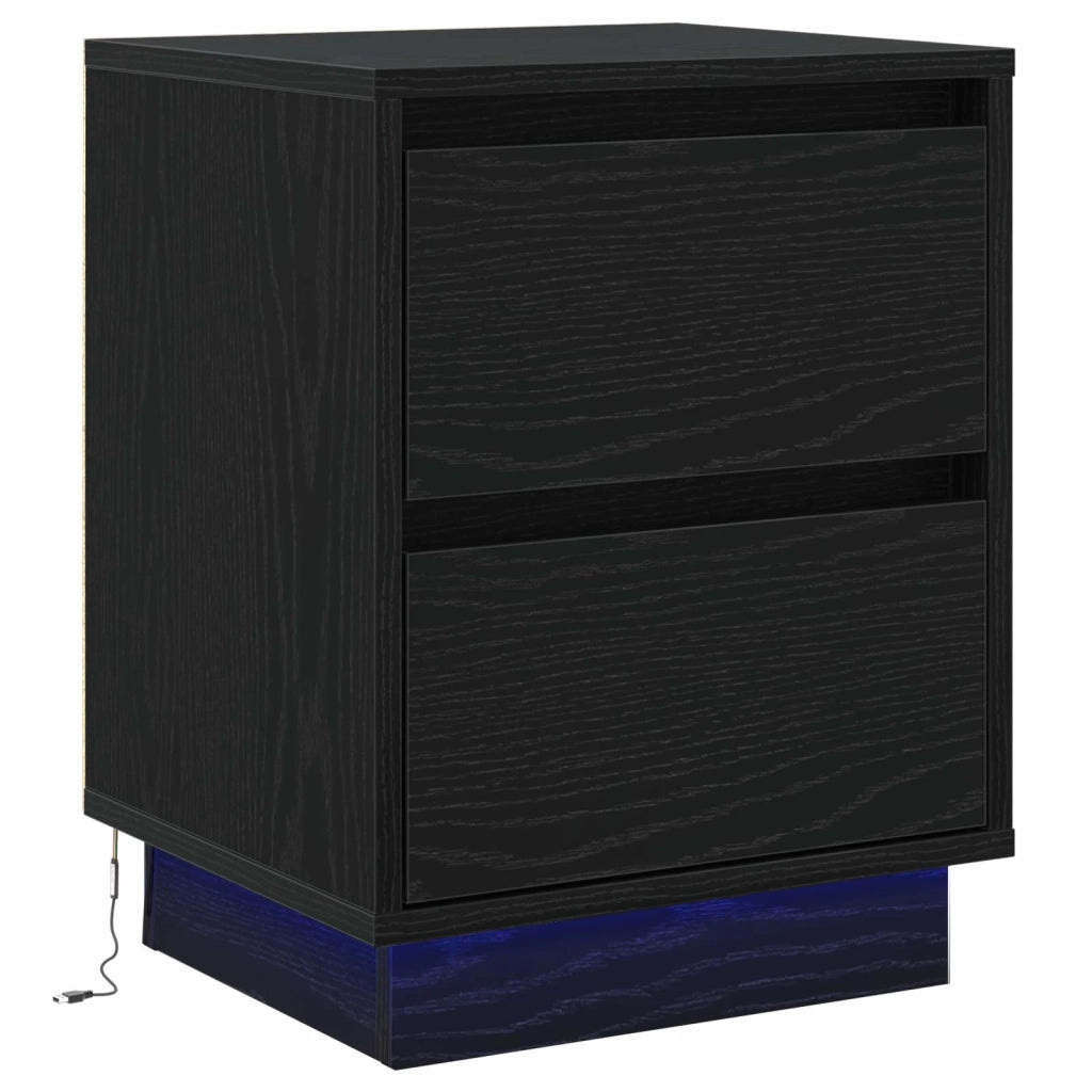 Comodino | Armadio da Notte | Mobiletto da notte con cassetto Rovere Nero 39 x 34,5 x 50 cm