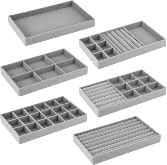 Organizzatore di accessori per gioielli in flanella, 6 unità, 21x12x2,5cm, per catene, bracciali, anelli e orecchini