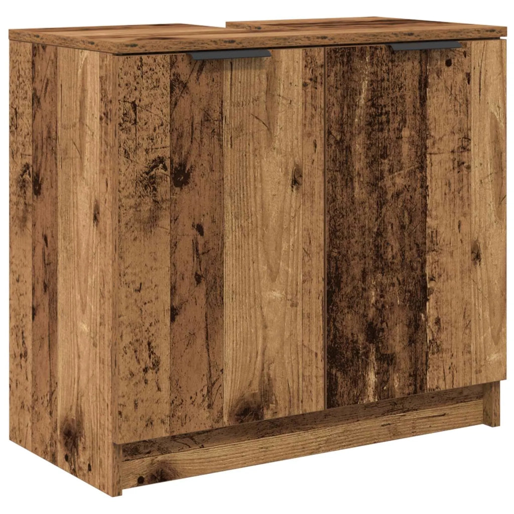 Set di mobili per il bagno con cassetto 4 pcs Legno vecchio 3415801