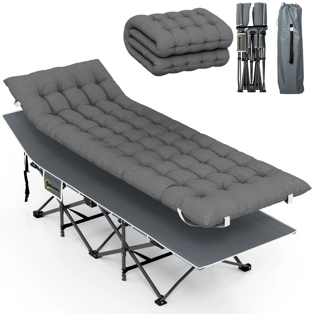 Letto da campeggio pieghevole ¨C Xylo ¨C con materasso, grigio scuro, 186x68x37 cm