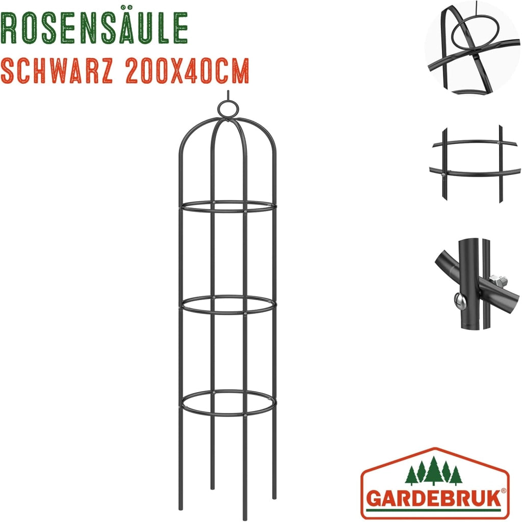 4x Obelisco per Rose Piante Rampicanti 200 x 40cm in Metallo Resistente Traliccio per Rose Pergolato per Eventi