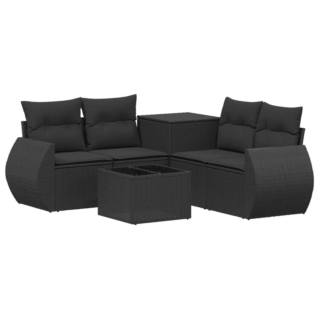 Set di divani 6 pz Nero Rattan sintetico e Acciaio 3447499