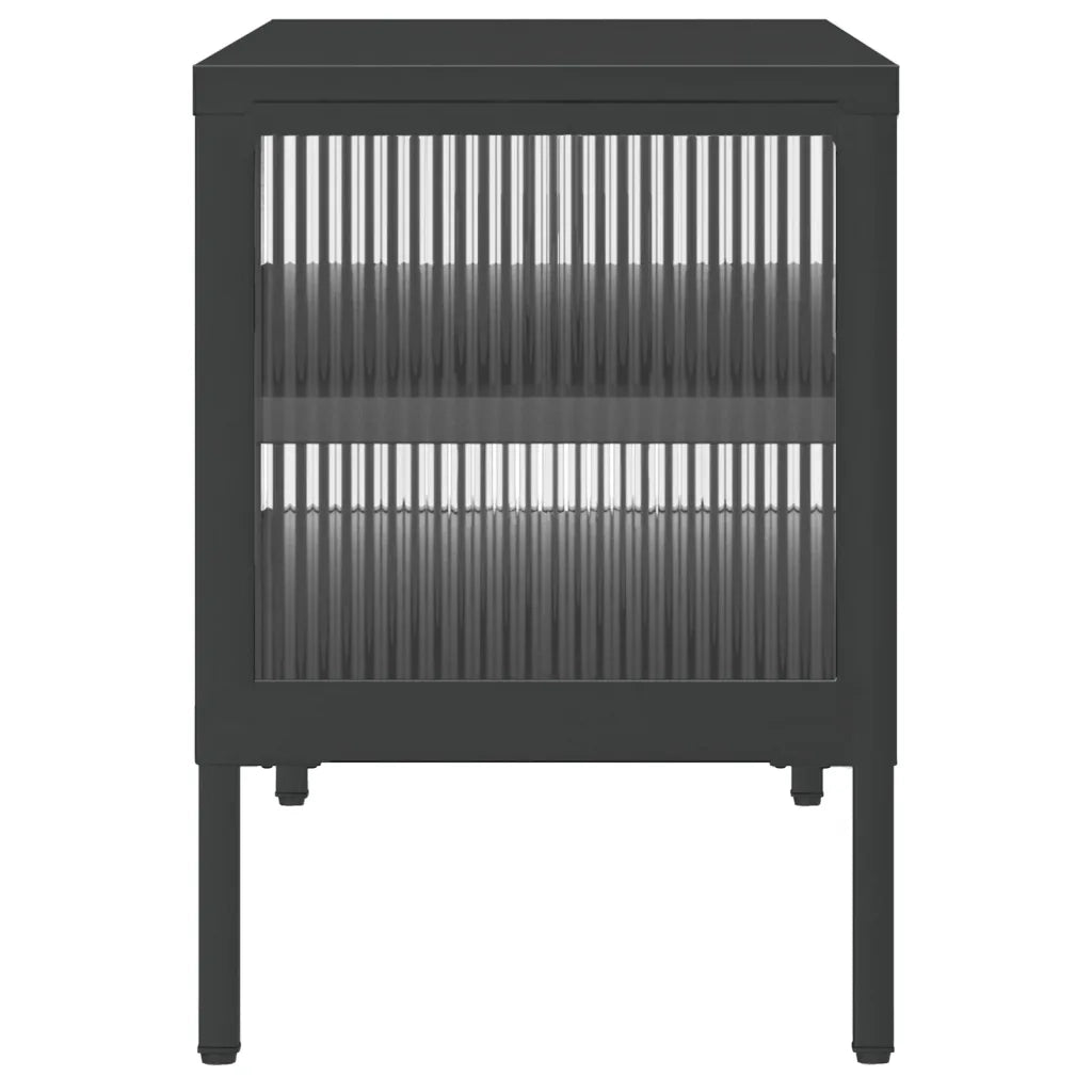 Mobile Porta TV Nero 105x35x50 cm Vetro e Acciaio 352998