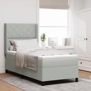 Letto a molle insacchettate con materasso e luci LED grigio chiaro 90x190 cm in velluto