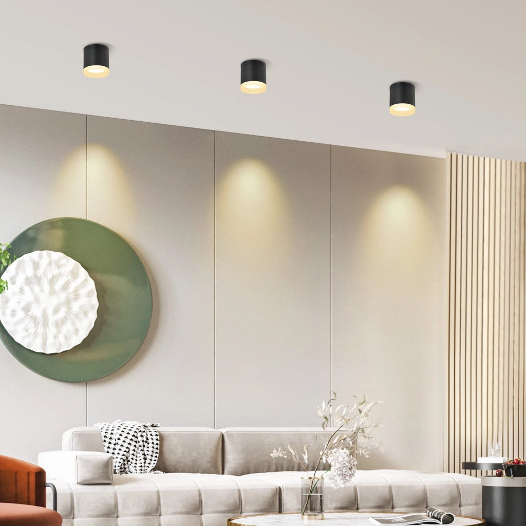 ZMH Faretto da soffitto LED neri rotondi da superficie 5W acrilico piccoli