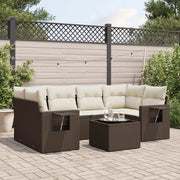 Set Divani da Giardino 7 pz con Cuscini Marrone in Polyrattan 3252260