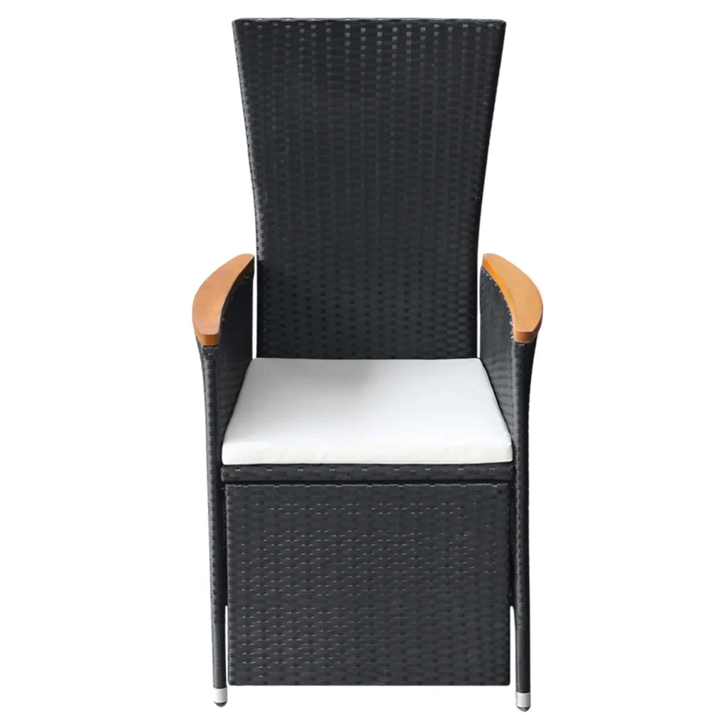 Sedie da Giardino Reclinabili 2 pz | Sedie da Esterno con Cuscini Polyrattan Nero