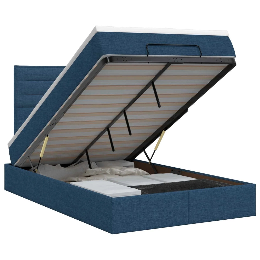 Letto ottomano con materasso Blu 120 x 200 cm Tessuto 3457403