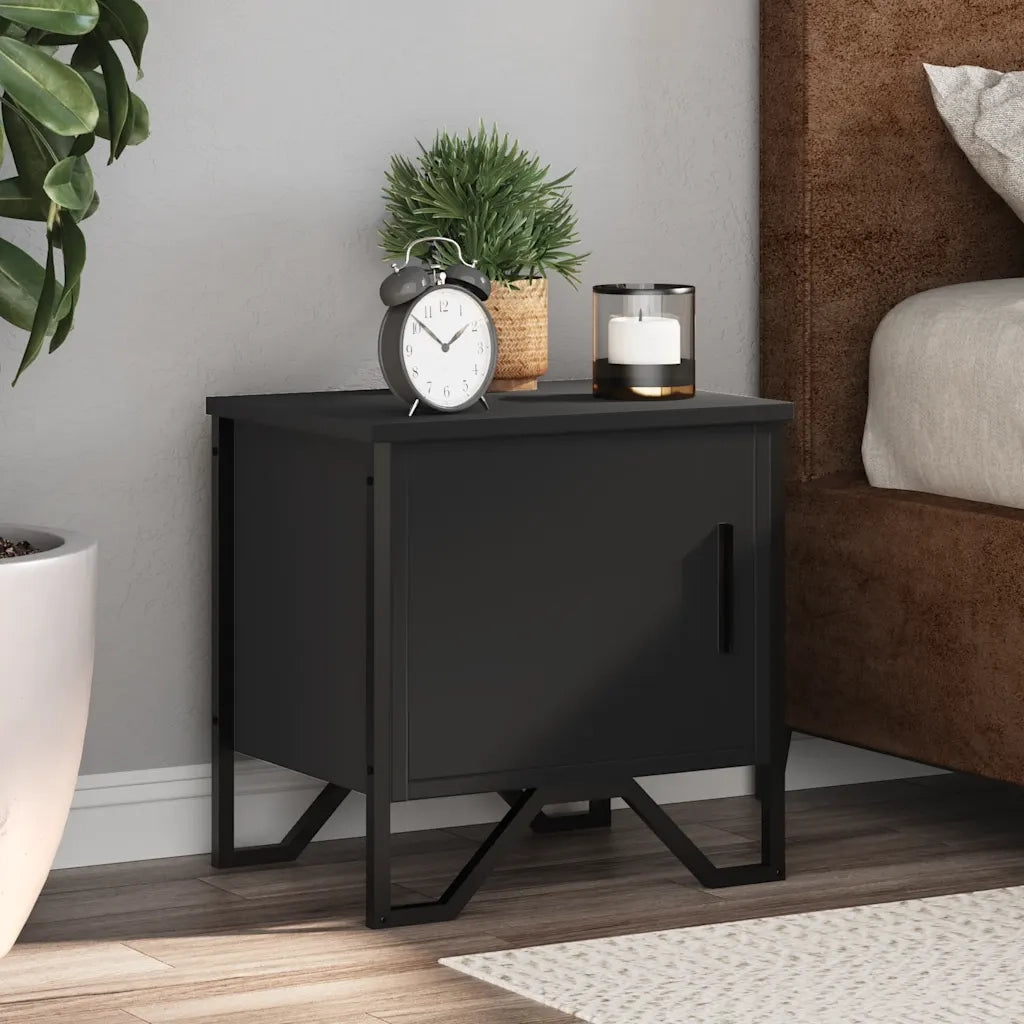 vidaXL Comodino Nero 40x30x40 cm in Legno Multistrato