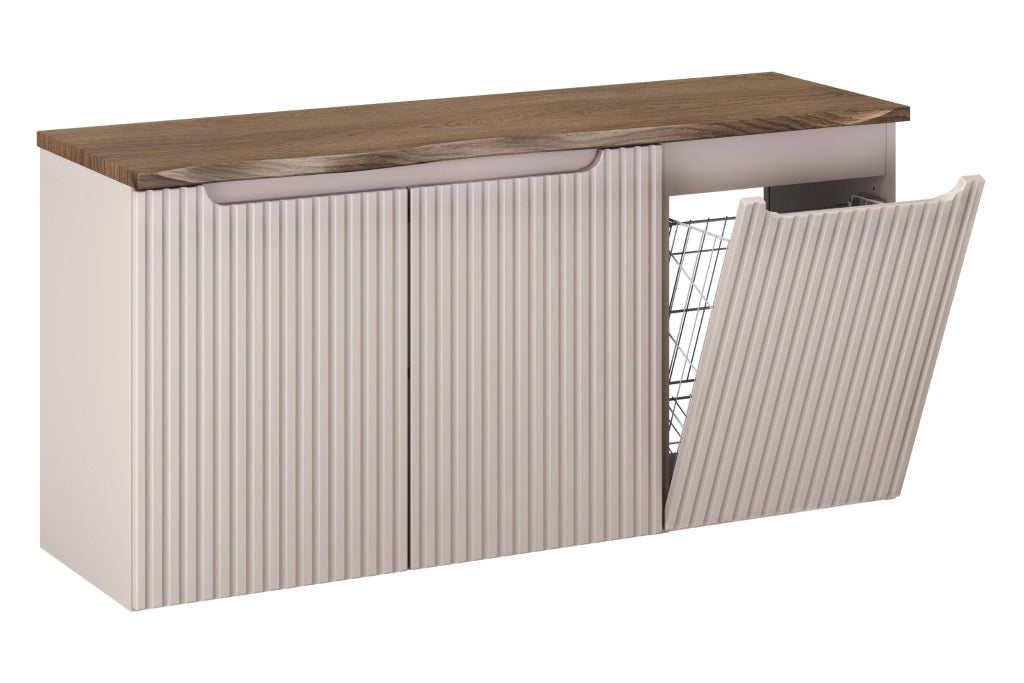 Set mobili bagno 120 cm con piano e cesto portabiancheria Nova Cashmere 120 cm