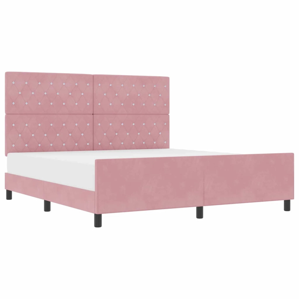 Letto a molle con testiera Rosa 180 x 200 cm Velluto 3344896