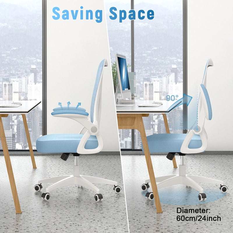 Sedia da ufficio ergonomica HAMLODY - con rotelle - Schienale regolabile con supporto lombare - Altezza regolabile - Blu