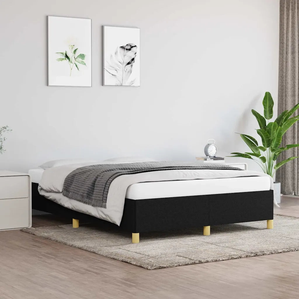 Letto matrimoniale | Letto per adulti | Giroletto senza Materasso Nero 140x200 cm in Tessuto
