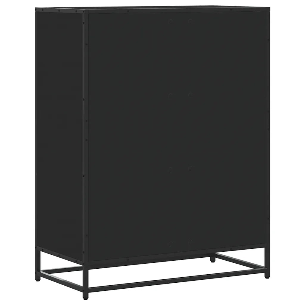Scarpiera Nera 75x38x97,5 cm in Truciolato e Metallo